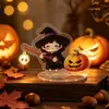 Placa acrílica de Halloween com motivos de abóbora e fantasma, pequena peça decorativa, suporte de mesa com luz sensor, decoração de atmosfera festiva