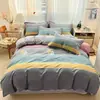 Conjunto de Quatro Peças em Algodão Escovado 100% Classe A Quente e Fresco Conjunto de Roupa de Cama Espesso Super Macio Algodão Puro Conjunto de Quatro Peças