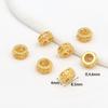 Retención de Color Alta Oro Real de 18K Incrustado Circonita Cuentas Espaciadoras de Agujero Grande, Encaje Base de Flor de Doble Cara Accesorios de Cuentas para DIY C45