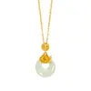 Collar Colgante de Paz de Jade Hotan Serie Diosas de las Doce Flores Plata de Ley S925 Colgante de Jade Incrustado Estilo Chino Nuevo Cadena para Clavícula