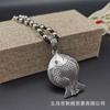 Collar de plata tibetano étnico retro de alta gama cadena larga para suéter otoño e invierno colgante hueco tridimensional giratorio venta al por mayor