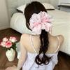 Verano Bordado Hueco Cordón para Recoger el Cabello Moño Cuerda para el Cabello Grande Doble Capa Ajustable Dulce Accesorio para el Cabello para Mujer