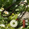 Collar Colgante Hebilla de Seguridad Pixiu, Cadena Tejida para Suéter de Jade Hetian Imitación, Joyería Unisex Estilo Chino Atrae Riqueza