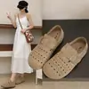 Novos sapatos femininos de verão: sapatos slip-on de sola grossa estilo Birkenstock para usar ao ar livre, sapatos femininos casuais fechados na frente, vazados e respiráveis