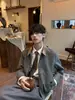 Chaqueta de alta gama de pata de gallo con cuello de pana, estilo Príncipe de Gales, Chaqueta estilo Old Money