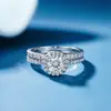 Anillo de Moissanita Set de Anillos Apilables de Plata de Ley S925 Anillo de Moissanita Plateado
