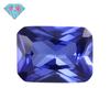Huagang Gema Rectangular Biselada Flor de Coche 33# Corindón Azul Venta al por Mayor Zafiro Sintético Piedra Desnuda Anillo