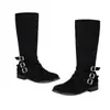 Botas altas con hebilla de gamuza 2026 nuevas de tacón bajo para mujer talla grande comercio exterior punta redonda cremallera lateral botas de moda transfronterizo
