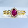 Anillo de plata S925 de oro Longlong con nuevo estilo diario sencillo Joker 4*6 rojo y azul para mujer, disponible transfronterizamente en Europa y Estados Unidos.
