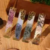 Série Estilo Feminino Estilo Antigo Caixa de Presente Marcador de Página de Metal Estudante Exquisito Vazado Clipe de Página de Livro Marcador com Borla Presente