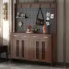 Gabinete de Zapatos Retro de Ratán Entrada de Sala de Estar Agujero Integrado Perchero Taquilla de Almacenamiento para Entrada del Hogar Tablero
