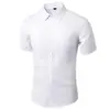 Camisa Negra de Manga Corta para Hombre de Moda Estilo Coreano Corte Ajustado Casual de Negocios Formal Pura Profesional de Trabajo Camisa Elegante