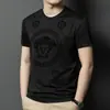 Camiseta Casual Masculina de Seda Estilo Novo de Verão Moda Tendência Business Solta Camiseta Masculina