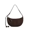 Nova Bolsa de Suede Fosco Estilo Retro Bolinho para Outono e Inverno Feminina, Couro Genuíno Versátil para Trabalho Ombro Sub-braço Transversal