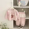 Conjunto de Roupas de Outono para Bebê Menina Novas Crianças Desenho Animado Tops Roupa Externa Conjunto de Duas Peças Categoria Outono/Primavera a