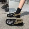 Mocasines de suela plana zapatos peludos de moda zapatos individuales mujer zapatos Birkenstock modernos 2026 otoño e invierno nuevos lanzamientos zapatos pequeños de cuero de felpa mujer