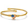 Pulsera de Acero Inoxidable con Cable de 11 mm en Forma de Corazón Chapada en Oro de 18 Quilates con Bandera Americana - Best-Seller Transfronterizo de Amazon para Mujeres