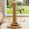 Rascador Vertical Multifuncional para Gatos con Bola Colgante, Juguete de Varita Atrapador para Gatos, Herramienta de Afilado de Garras de Autoentretenimiento, Suministros de Tablero Rascador de Sisal para Gatos