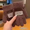 Luvas Infantis com Dedos Separados, Luvas Tricotadas Estilo Coreano para Meninos com Cinco Dedos, Luvas de Inverno Quentes para Alunos do Ensino Fundamental, Bebês Meninos e Meninas, Ciclismo