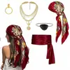 Fiesta de Baile de Halloween Disfraz de Pirata Cosplay Accesorios Pañuelo para la Cabeza Cinturón Collar Pulsera Set Navidad
