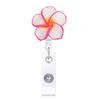 Plumeria Hawaiana Fresca Pequeña Hebilla de Tirón Fácil Flor de Barro Suave Hecha a Mano Insignia Retráctil Hebilla de ID de Tirón Fácil