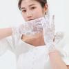 Guantes de Malla para Adulto Verano Guantes de Boda para Mujer Codo Dedo Red de Pesca Encaje Guantes de Cinco Dedos