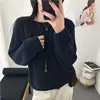 Suéter Básico de Cuello Redondo con Lentejuelas para Mujer 2026 Otoño/Invierno Nuevo Estilo Holgado Perezoso Suave de Punto de Manga Larga