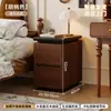 Mesita de noche de madera maciza, pequeña y ultradelgada, para uso doméstico en el dormitorio, estilo vintage de mediados de siglo, mini mueble de almacenamiento de noche de 30 cm