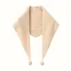 Bufanda Chal Triangular de Punto Calado con Pompones de Cachemira para Mujer Otoño Invierno Cálida Dulce Bufanda para el Cuello Bufanda Estilo Universitario