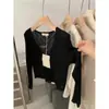 Cardigan de Punto con Cuello en V Blanqueador de Seda de Hielo Amarilla Protector Solar para Mujer Verano Falda de Tirantes Delgada con Blusa y Chaleco