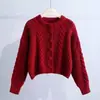 Cárdigan de Punto Trenzado Corto de Color Sólido para Mujeres Menudas, Chaqueta Suéter Estilo Coreano Perezoso Nueva Colección Otoño/Invierno 2026 para Mujeres