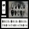 Ojo de Gato 3D Oscuro Dulce Fresco Starburst Plata Irregular con Brillo Estilo Ins Europeo y Americano Uñas Portátiles Desmontables 30 Piezas
