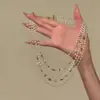 Collar de Múltiples Capas con Perlas de Dopamina y Cristales, Cadena para Clavícula Simple, Versátil y de Moda, Gargantilla de Lujo Ligero de Gama Alta para Mujeres