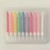 Se envía en 48 horas, velas de cumpleaños en forma de espiral con hilo dorado y plateado de colores, velas pequeñas para decoración de pastel, directo de fábrica