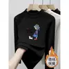 Camiseta Feminina Outono/Inverno Gola Meia-Alta Manga Longa Estilo Coreano Infantil Plush Camada Base Top Roupa Infantil Primavera/Outono Roupa de Baixo Tendência