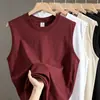 Verão novo 230g algodão sem mangas colete masculino e feminino lazer esportes cor sólida colete pesado camiseta base camisa