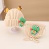 Outono e inverno novo chapéu infantil bolsa conjunto de duas peças desenho animado chifres inverno lã chapéu meninas chapéu de malha doce