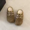 Sandalias Birkenstock de Suela Gruesa Otoño/Invierno con Hebilla Doble Dorada para Mujer 2026 Retro Gamuza Suela Suave Slip-on Perezoso Casual Versátil Zapatillas de Algodón