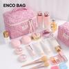 Bolsa de Maquillaje Acolchada Estilo Coreano Ins Girly Flor de Cerezo, Gran Capacidad para Brochas de Maquillaje, Neceser Portátil de Viaje