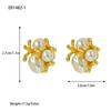 Pendientes Lugong Niche de diseño de moda con forma de flor de perla para mujer, elegantes y combinables, de alta gama, con aguja de plata s925.