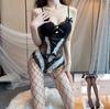 Lencería Sexy Encaje Sexy Tirantes Tentación Perspectiva Dulce Abrigo Todo en Uno Hebilla Oculta Entrepierna Abierta Uniforme Sling Conejita