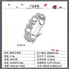 Anillo de Cadena de Plata S925 Completamente Incrustado con Moissanita, Lujo Ligero Diseño Hueco de Nariz de Cerdo, Versátil para el Viaje Diario, Estilo Femenino