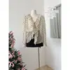 Camisa Romántica de Gasa con Lunares y Volantes para Mujer con Mangas Abullonadas Blusa de Primavera