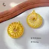 Colgante Brújula Rueda Solar Incrustada de Diamantes, Oro Arena Estilo Antiguo, Nuevo Estilo Chino, Estilo Nacional, Retro Artístico, Cobre Chapado en Oro, Giratorio, con Cordón