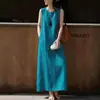 Vestido sin mangas para mujer, verano 2026, ligero, moderno, sencillo, elegante, corte holgado, vestido largo adelgazante