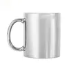 Taza electroplateada con transferencia de calor y asa dorada, taza de cerámica con recubrimiento para sublimación, taza de café retro estilo nórdico en dorado y plateado