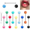 Plataforma de comercio electrónico transfronterizo para Europa y Estados Unidos para anillo de lengua con bola de goma color caramelo simple decoración de lengua joyería de punción de acero inoxidable