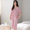 Pijamas para Mujer Verano con Almohadillas en el Busto Modal Manga Corta para Mujer Nuevo Madre de Mediana Edad Talla Grande Set de Ropa para el Hogar