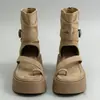 Sandálias Romanas Retrô de Sola Grossa para Mulheres 2026 Nova Moda de Verão Botas Curtas Versáteis com Zíper Traseiro Sandálias Romanas que Aumentam a Altura