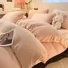 Juego de Cama Antiestático de Leche Polar Cuatro Piezas Engrosado Polar Coral Felpa de Doble Cara Funda Nórdica Sábana de Franela Juego de Tres Piezas